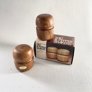 Made in Thailand MCM TEAK Salt Pepper Shaker Mid-Century Modern Design Bohemian